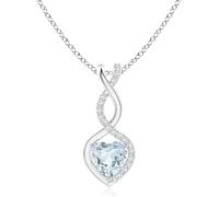 HARSHALI GEMS Colgante de aguamarina natural para mujer | Collar con colgante de corazón de diamantes de aguamarina en forma de corazón