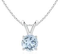 HARSHALI GEMS Colgante solitario de aguamarina natural de forma redonda para mujer