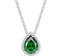 HARSHALI GEMS Collar con colgante de lágrima de esmeralda verde para mujer, plata de ley 925 de 7 x 9 mm, collar de piedra bithstone de lágrima, delicado collar de corte de pera, joyería de cristal