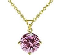 HARSHALI GEMS Collar con colgante de zafiro rosa de forma redonda para mujer, joyería solitaria de plata de ley, regalo del día de San Valentín