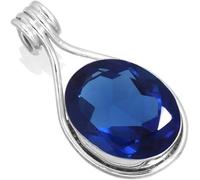 HARSHALI GEMS - Collar de plata de ley 925 hecha a mano con colgante de piedra de zafiro azul AAA++ colgante de neelam de 8 quilates