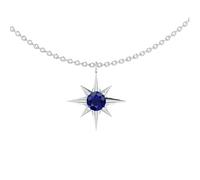 HARSHALI GEMS Collar hecho a mano con piedras preciosas de zafiro azul natural de plata de ley 925, joyería celestial, joyería de piedra natal de septiembre, cadena ajustable de 40,6 cm + 5 cm, regalo