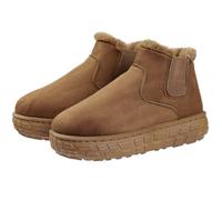 Harssidanzar Botas cortas de gamuza para mujer con forro de pelo artificial, suela de EVA, botas de invierno CL205EU, Marrón, Talla 36