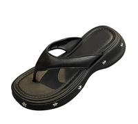 Harssidanzar Chanclas con plataforma EVA para mujer Elegantes sandalias de dedo con tacón de 4 cm para el verano HL235EU, Negro, Talla 40/41