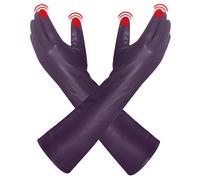 Harssidanzar Guantes de Cuero Para Señoras Guantes Largos Guantes de Vestir Para ópera Con Pantalla Táctil GL014,Morado,Talla M