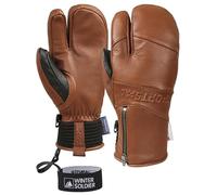Harssidanzar Guantes de esquí de Tres Dedos para Hombre y Mujer,Impermeables y térmicos de Piel de Cabra para Practicar Snowboard KM064EU,Marrón,Tamaño M