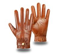 Harssidanzar Guantes de Moto de Hombre con Dedos completos en Piel de Oveja auténtica SM055EU,Sillín,Talla M
