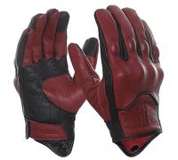 Harssidanzar Guantes de Moto Hombre, Estilo de Invierno, Cuero de Guantes de Montar Touch Screen con Protecciones Profesional En Los Nudillos GM041EU, Negro-Rojo, Talla L
