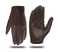 Harssidanzar Guantes de policía de cuero fino sin forro para hombre GM031EU, Ensillar, Talla M