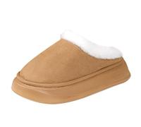Harssidanzar Mujer Plataforma Mini Botas Zapatillas Para Mujer Suede Short Ankle Indoor Slip On Fur Fleece Lined HL210EU,Camel,Talla 40/41