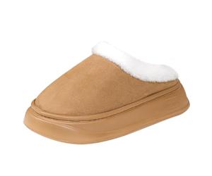 Harssidanzar Mujer Plataforma Mini Botas Zapatillas Para Mujer Suede Short Ankle Indoor Slip On Fur Fleece Lined HL210EU,Camel,Talla 38/39