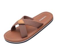 Harssidanzar Zapatillas cruzadas masculinas sandalias ligeras zapatillas de verano,adecuadas para el secado rápido en interiores y exteriores KM229EU,Ensillar,Tamaño 44