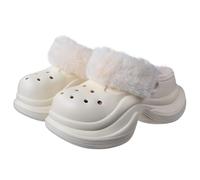 Harssidanzar Zuecos con Plataforma para Mujer con Forro Mullido, Zapatos de jardín de EVA con Forro Polar y Correas HL245EU,Blanco,Talla 40