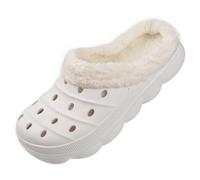 Harssidanzar Zuecos Forrados para Hombre y Mujer, Unisex Invierno Vellón Transpirable Caminar Jardín Caliente Antideslizante Zapatillas HU203EU,Blanco,Talla 41