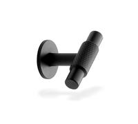 HARTE Pack 2 Tiradores Manor T - Ideal para Todo Tipo de Muebles de Baño y Cocina - Diseño Moderno con Patrón de Diamante - Acabado Negro Mate Cepillado