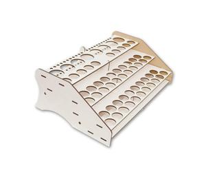 Hartem - Expositor Modelismo Frontal de Madera | Soporte Organizador de Pinturas Acrílicas y Pinceles para Miniaturas y Maquetas | 52 Botellas de 18 ml + 8 Botellas 35 ml o 60 ml y 22 Pinceles