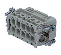 HARTING 09200102812 Han a conector de uso, hembra recto, 10 contactos de 2 filas, pizarra montaje, 600 V/16 A