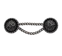 Hartmann-Knöpfe Botones Curvados de Plata Antiguo con Cadena, Diseño de Filigrana, 19 mm, Cadena 50 mm, Cierre Chaqueta