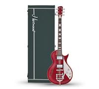 Hartwood Speedway Vibrato Electric Guitar & Hard Case, Lipstick Red | Incluye Estuche Rígido, Cuerpo Semi Hueco de Tono Rico y Resonante, Puente Vibe-Roller, Clavijeros Bloqueables