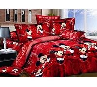 Haru Homie Juego de Funda de edredón de 3 Piezas con Estampado Reversible de Mickey Mouse para niños, 100% algodón, con Cierre de Cremallera, tamaño matrimonial (sin edredón)