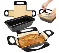 harupink 2 moldes para pan de acero al carbono, 25 x 15 x 6 cm, con 2 esteras para hornear, sin BPA, antiadherente, para hornear pan tostado, molde rectangular para horno