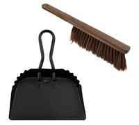 harupink Juego de recogedor y pala de mano y de metal y crin, antideslizante, duradero, recogedor y escoba para la suciedad, el pelo y el polvo