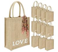 harupink Jutebeutel,12 Stück Mini Yute geschenktasche,20,3 x 25,4 x 10,1 cm,Unvollendet Einkaufstasche,Folge deinem Herzen DIY geschenktaschen,für Rentner Freundin Mama zum Geburtstag,Muttertag