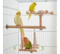 harupink Pájaro de juguete loros, columpio de madera para periquitos, juguete natural liso sin rebabas, accesorio de jaula de pájaros para periquitos, pájaros del amor, pinzones y otras mascotas