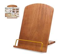 Harupink Soporte para libros de cocina, de madera natural, liso, sin rebabas, estable con 4 ángulos de inclinación ajustables, soporte para recetas para libros de cocina, ordenador portátil, tableta