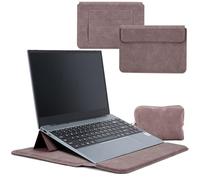 HaruYo 12-13-14-15-15.6-16 Pulgadas Funda para Ordenador Portátil con Soporte Ajustable y Reposamuñecas Integrado, Cuero de PU, para MacBook Air/Pro/Surface DELL Lenovo HP ASUS Acer PC 12" -14"