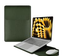 HaruYo 13-14" Funda para Ordenador portátil con Soporte Fuente para Ordenador portátil, de Piel sintética para MacBook Air/MacBook Pro/Surface DELL Lenovo HP ASUS Acer PC (13-14 Pulgadas | Verde)