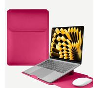 HaruYo 15-16" Funda para Ordenador portátil con Soporte Fuente para Ordenador portátil, de Piel sintética para MacBook Air/Pro/Surface DELL Lenovo HP ASUS Acer PC (15-16 Pulgadas | Rosa Intenso)