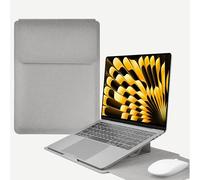 HaruYo 15-16" Funda para Ordenador portátil con Soporte Fuente para Ordenador portátil, de Piel sintética para MacBook Air/Pro/Surface DELL Lenovo HP ASUS Acer PC (15-16 Pulgadas | Plateado)