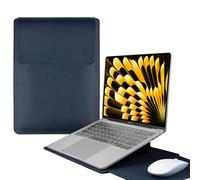HaruYo 15-16" Funda para Ordenador portátil con Soporte Fuente para Ordenador portátil, de Piel sintética para MacBook Air/MacBook Pro/Surface DELL Lenovo HP ASUS Acer PC (15-16 Pulgadas | Azul)