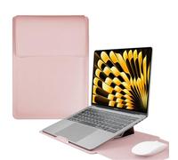 HaruYo 15-16" Funda para Ordenador portátil con Soporte Fuente para Ordenador portátil, de Piel sintética para MacBook Air/MacBook Pro/Surface DELL Lenovo HP ASUS Acer PC (15-16 Pulgadas | Rosa)