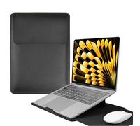 HaruYo 15-16" Funda para Ordenador portátil con Soporte Fuente para Ordenador portátil, de Piel sintética para MacBook Air/MacBook Pro/Surface DELL Lenovo HP ASUS Acer PC (15-16 Pulgadas | Negro)
