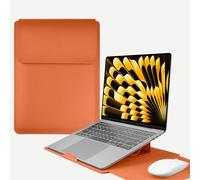 HaruYo 15-16" Funda para Ordenador portátil con Soporte Fuente para Ordenador portátil, de Piel sintética para MacBook Air/Pro/Surface DELL Lenovo HP ASUS Acer PC (15-16 Pulgadas | Naranja Brillante)