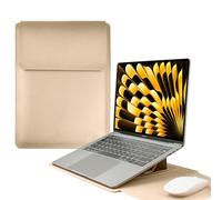 HaruYo 15-16" Funda para Ordenador portátil con Soporte Fuente para Ordenador portátil, de Piel sintética para MacBook Air/MacBook Pro/Surface DELL Lenovo HP ASUS Acer PC (15-16 Pulgadas | Caqui)
