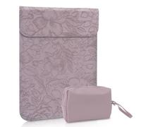 HaruYo 16-15.6-15-14-13.3-13-12 Pulgadas Funda para Ordenador Portátil, Patrón de Flor de Hibisco en Relieve, Cuero de PU, para MacBook Air/Pro/Surface DELL Lenovo HP ASUS Acer PC 15"-16" Morado