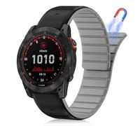 HaruYo Correa Magnética Silicona QuickFit 26mm para Garmin Fenix 8 51 mm/Enduro 3/Descent Mk3i/tactix 7 AMOLED/Fenix 7X Pro Solar/Fenix 7X/Quatix 7X Solar Edition/6X Solar/5X/Descent Mk1 Negro/Gris