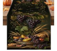 Harvest - Camino de mesa de otoño con uvas de uva e higo, 13 x 72 pulgadas