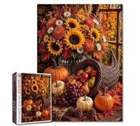 Harvest Festival Jigsaw Puzzles for Adults 1000 Pieces Thanksgiving Scene DIY Puzzles for Family Activity Games Cornucopia Rich Otoño Art Jigsaw Puzzles Home Wall Decor Craft Gifts 45 x 70 cm