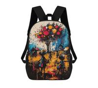 Harvest of Dreams - Expressionist Surreal Village Scene Mochila Ronaldo, Mochila Infantil, Mochila Escolar Para Estudiantes, Mochila Para Libros, Mochila Escolar Impresa En 3D Para Niños Y Niñas, 17in