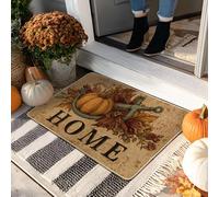 Harvest Pumpkin - Tapete de entrada para el hogar, color beige cálido, para decoración de otoño, goma antideslizante, resistente al polvo, para interiores y exteriores, fácil cuidado, 29 x 17 pulgadas