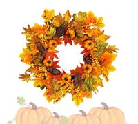 Harvest Wreath, Fall Artificial Pumpkin Maple Leaf Berry Wreath, Seasonal D