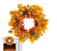 Harvest Wreath - Fall Pumpkin Maple Leaf, Artificial Seasonal Decor