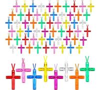 Harxin 56 Piezas Collares Cruz Cristal,Regalo Cristiano a Granel, Plástico Collares Ideal Como Recuerdo de Fiesta Religiosa, Ideal para la Biblia, Domingo, Iglesia, Pascua, Navidad