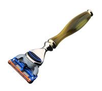 Haryali London 5 cuchillas de afeitar con mango de cuerno réplica y funda de piel.