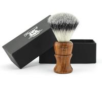 Haryali London Badger Look - Brocha de afeitar de pelo sintético con mango de madera para hombre (paquete de 1)