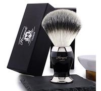 Haryali London Brocha de afeitar - Brocha de afeitar Vegano - Pincel sintético para afeitadora húmeda - Brocha de afeitar vegana para hombre y mujer de metal con mango de resina preciosa